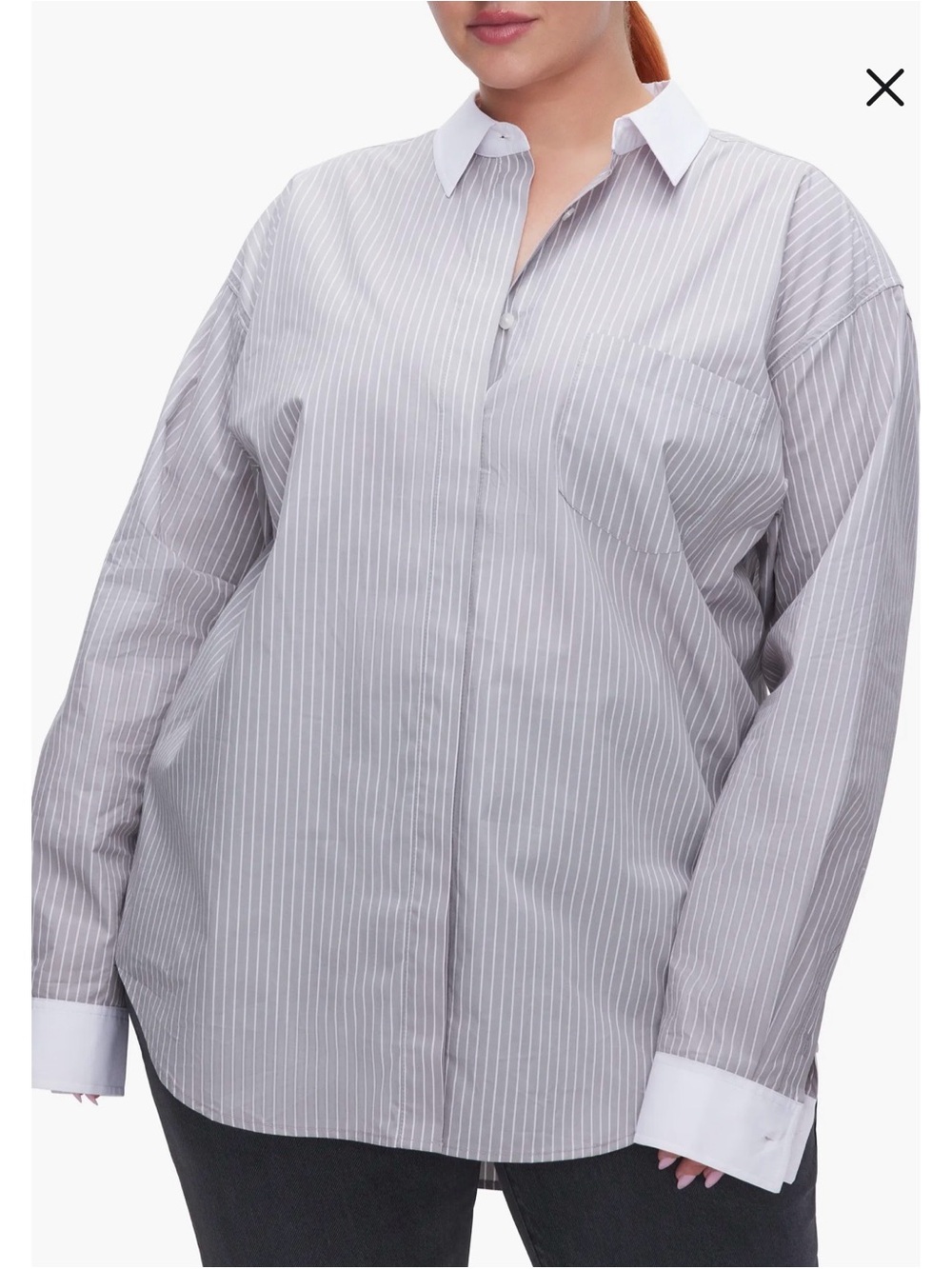 Good American Good Yarn Dye Cotton Poplin
Button-Up Shirt